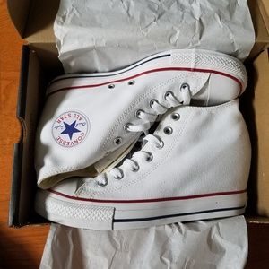 White converse all star mid sneaker wedges